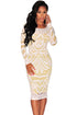 Sexy White Plus Victorian Net Nude Illusion Long Sleeves Dress